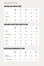 Load image into Gallery viewer, Novels Simple Summer Dress Size Chart Finnish / Koko-opas